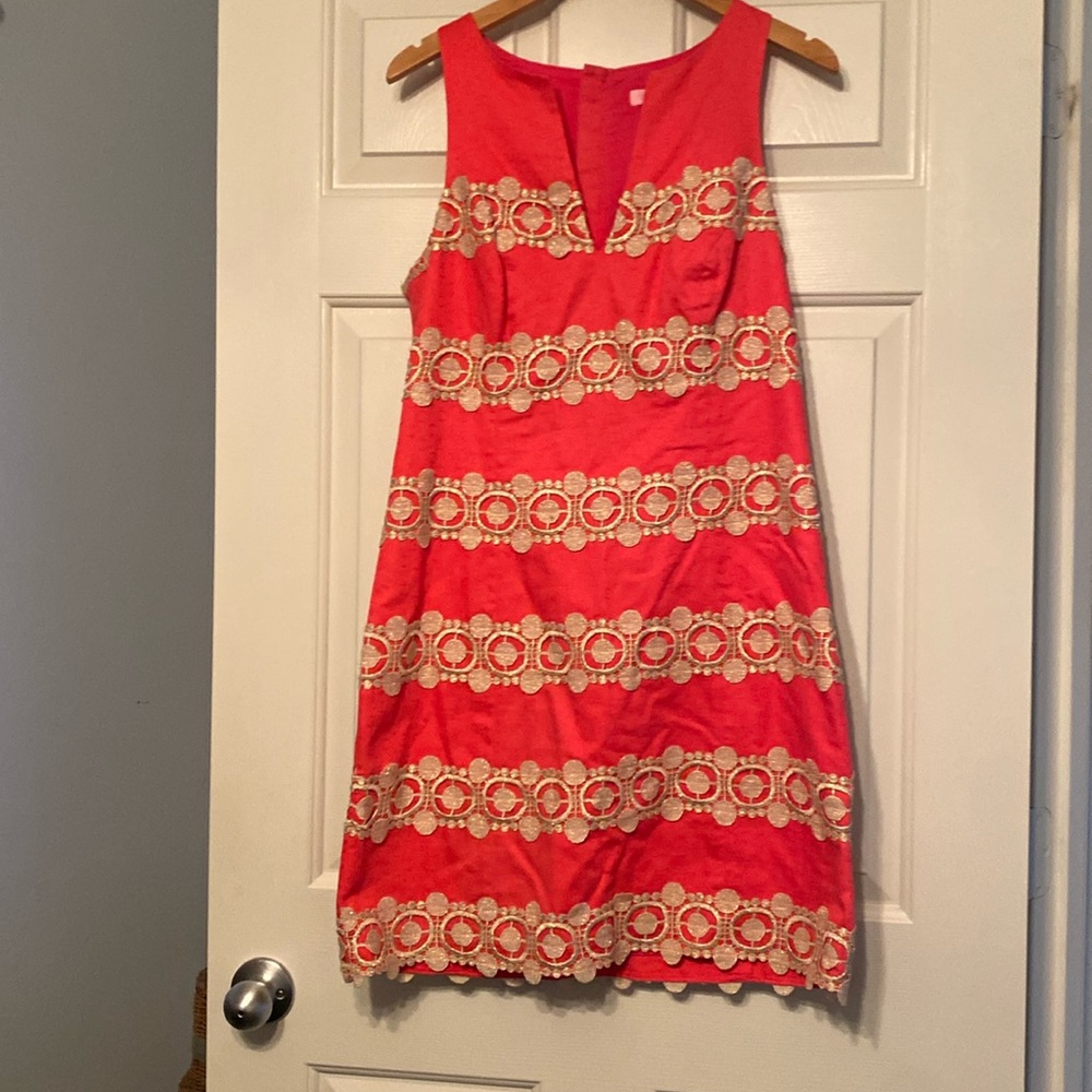 Lilly Pulitzer Coral and Cream Lace Dress